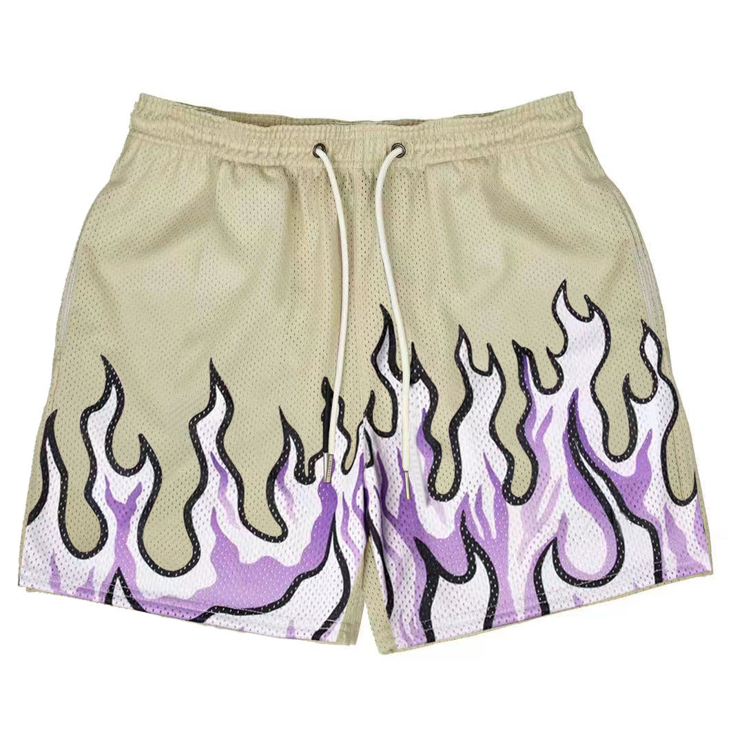 Damer Sportiga Mesh-shorts med trendigt flam-mönster Eva Jonsson-Eva Jonsson