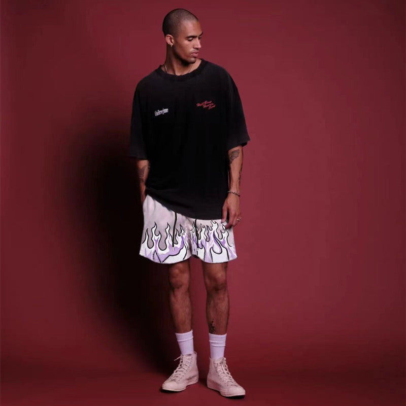 Damer Sportiga Mesh-shorts med trendigt flam-mönster Eva Jonsson-Eva Jonsson