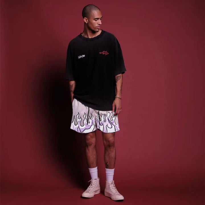 Damer Sportiga Mesh-shorts med trendigt flam-mönster Eva Jonsson-Eva Jonsson