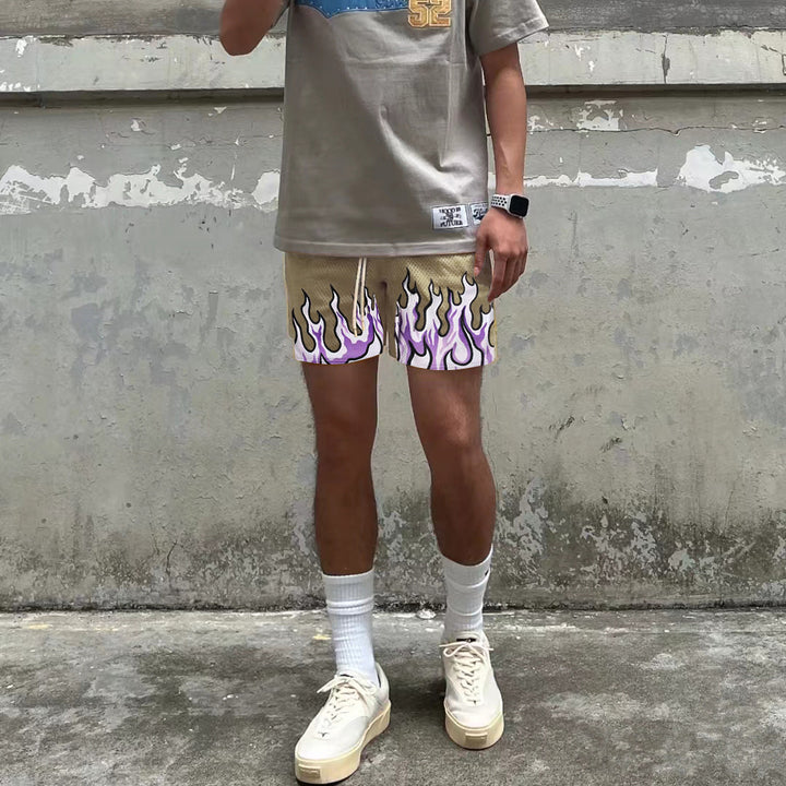 Damer Sportiga Mesh-shorts med trendigt flam-mönster Mirla-Eva Jonsson