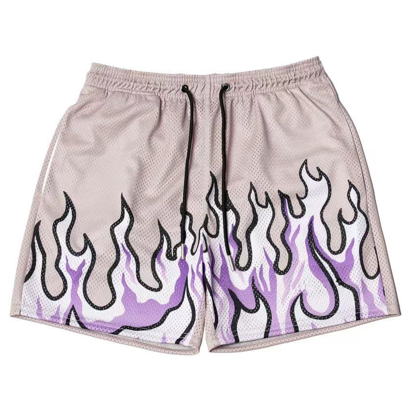 Damer Sportiga Mesh-shorts med trendigt flam-mönster Mirla-Eva Jonsson