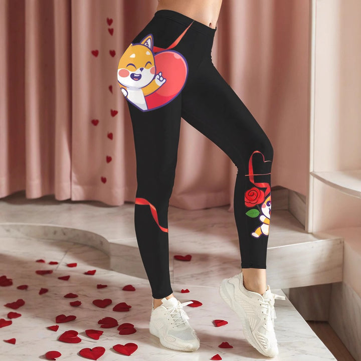 Damer Sportiga leggings med blommiga accenter och hög midja Eva Jonsson-Eva Jonsson