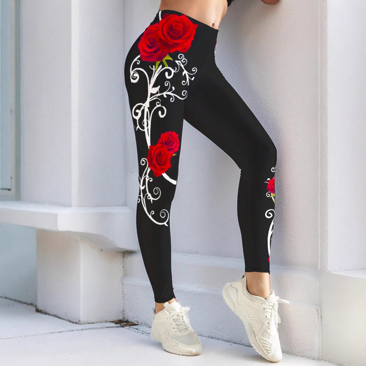 Damer Sportiga leggings med blommiga accenter och hög midja Eva Jonsson-Eva Jonsson