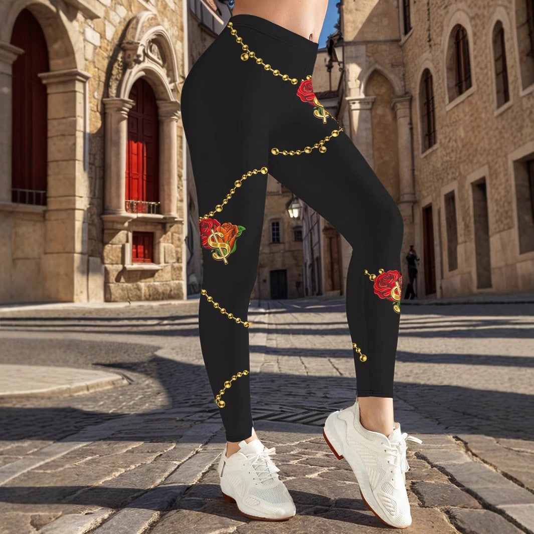 Damer Sportiga leggings med blommiga accenter och hög midja Eva Jonsson-Eva Jonsson