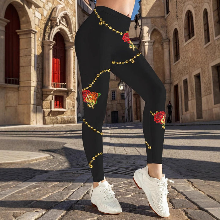 Damer Sportiga leggings med blommiga accenter och hög midja Eva Jonsson-Eva Jonsson