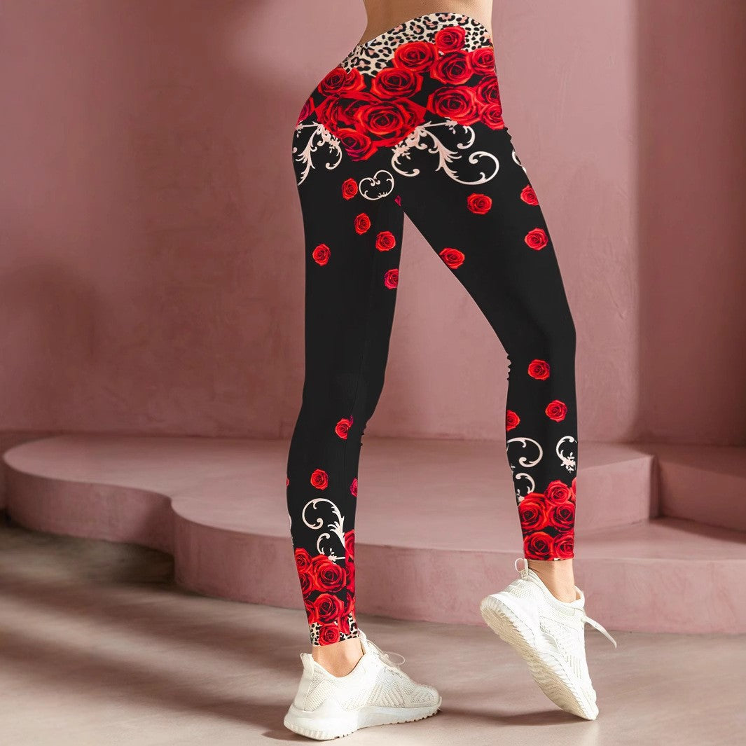 Damer Sportiga leggings med blommiga accenter och hög midja Eva Jonsson-Eva Jonsson