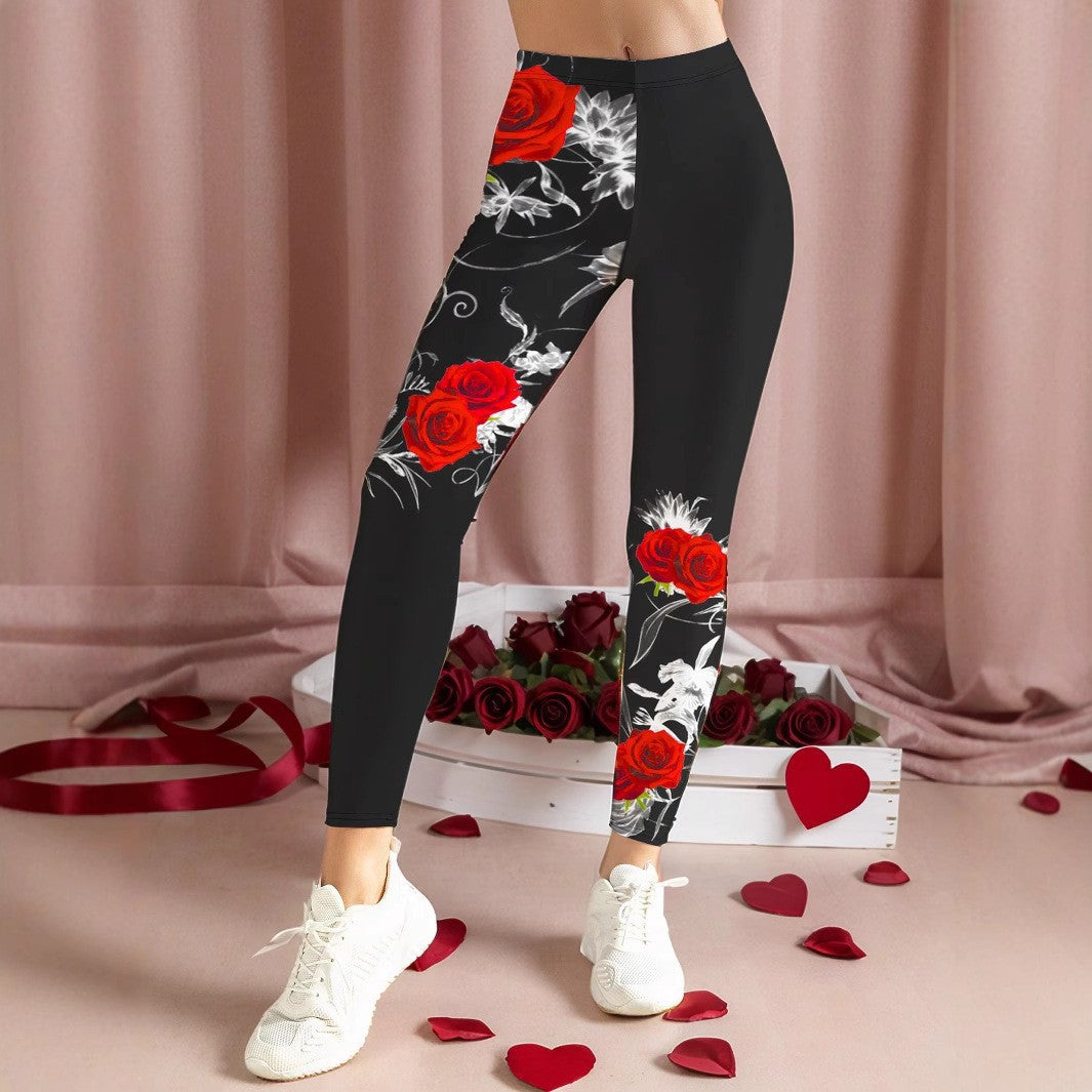 Damer Sportiga leggings med blommiga accenter och hög midja Eva Jonsson-Eva Jonsson