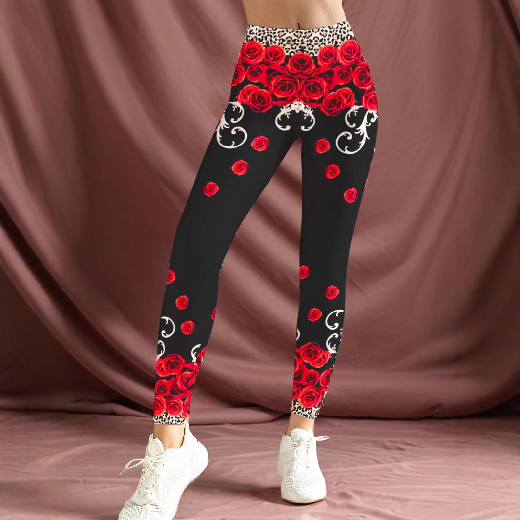 Damer Sportiga leggings med blommiga accenter och hög midja Eva Jonsson-Eva Jonsson