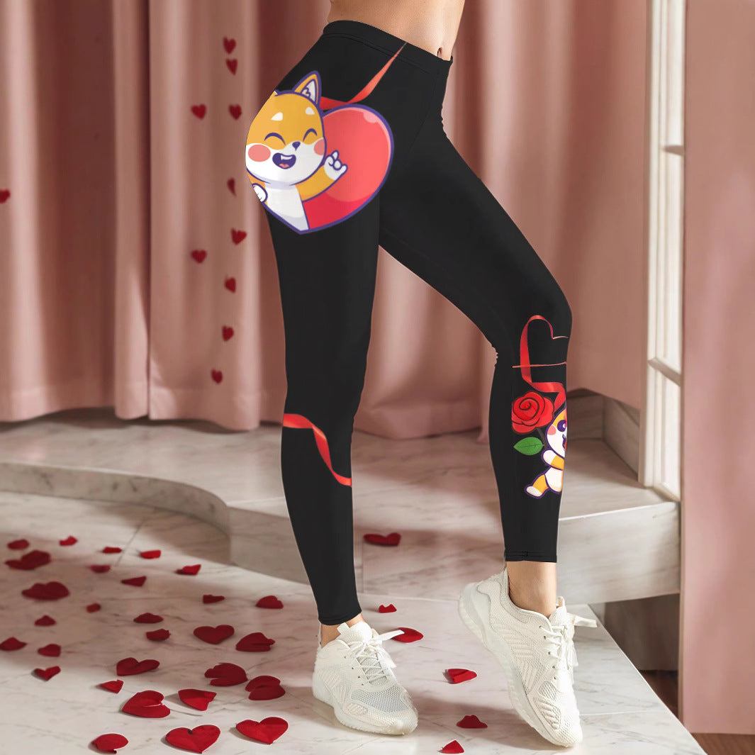 Damer Sportiga leggings med blommiga accenter och hög midja Eva Jonsson-Eva Jonsson