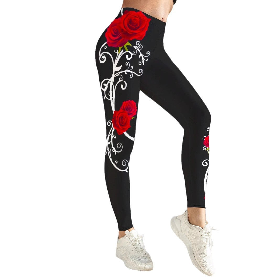 Damer Sportiga leggings med blommiga accenter och hög midja Eva Jonsson-Eva Jonsson