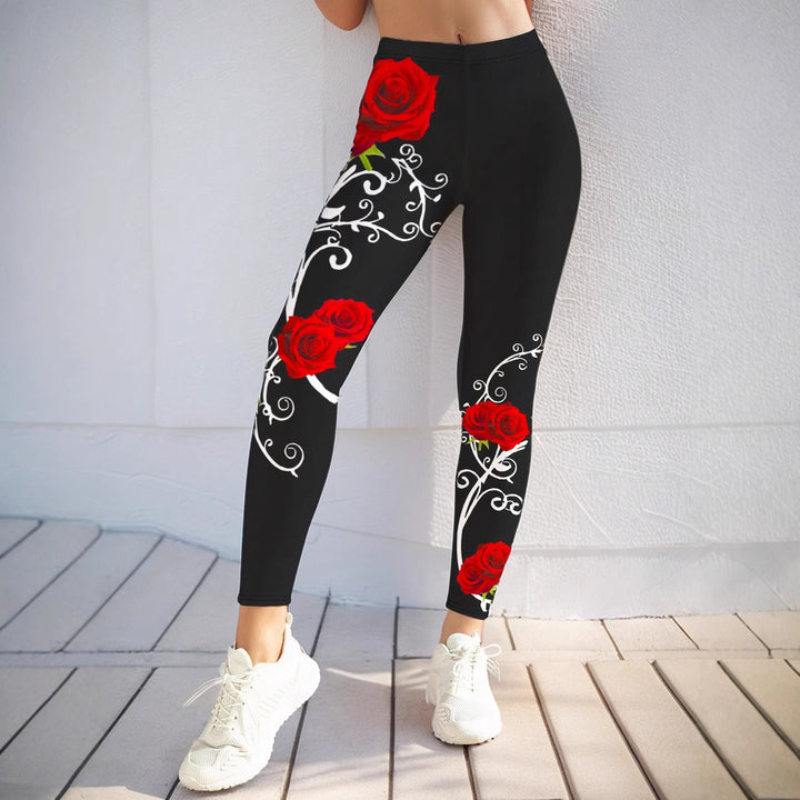 Damer Sportiga leggings med blommiga accenter och hög midja Eva Jonsson-Eva Jonsson