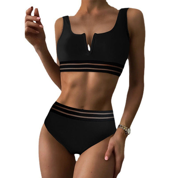 Damer Sportigt Bikini-set med Hög Midja och Transparenta Accent Mirla-Eva Jonsson