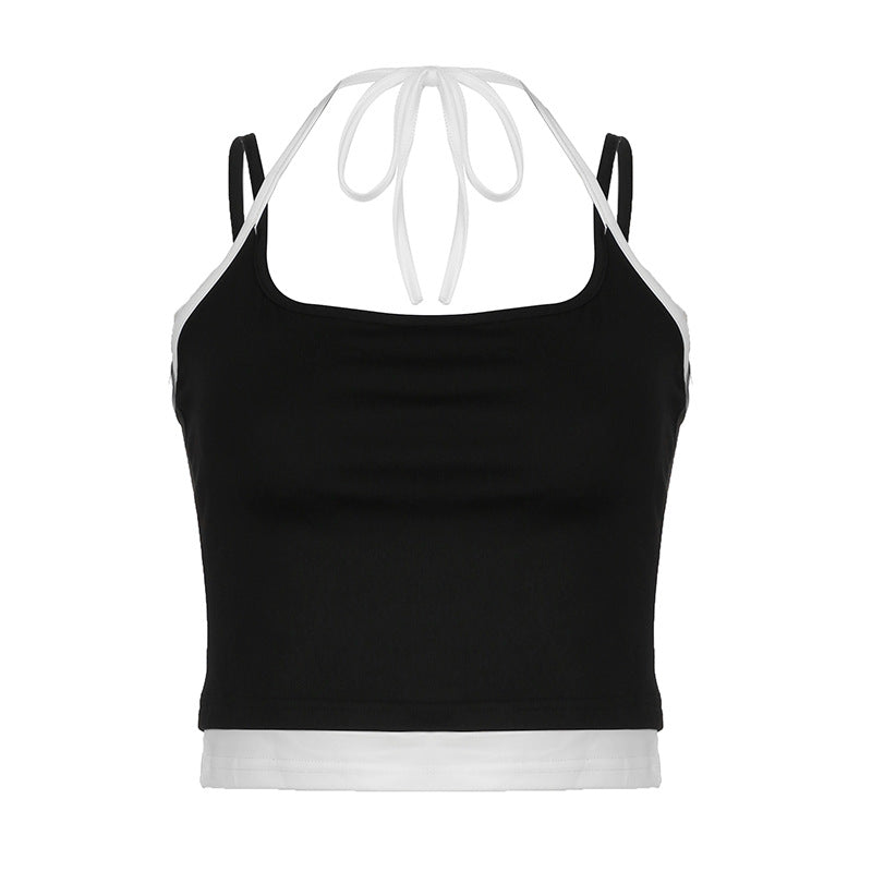 Damer Sportigt Crop-Top med justerbara remmar och neutralt mönster Mirla-Eva Jonsson