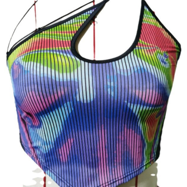 Damer Sportigt Crop-Top med kreativ färgdesign Mirla-Eva Jonsson