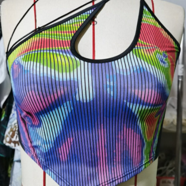Damer Sportigt Crop-Top med kreativ färgdesign Mirla-Eva Jonsson