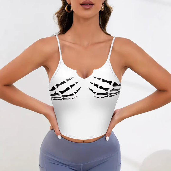 Damer Sportigt Crop-Top med kreativt skelettdesign Mirla-Eva Jonsson