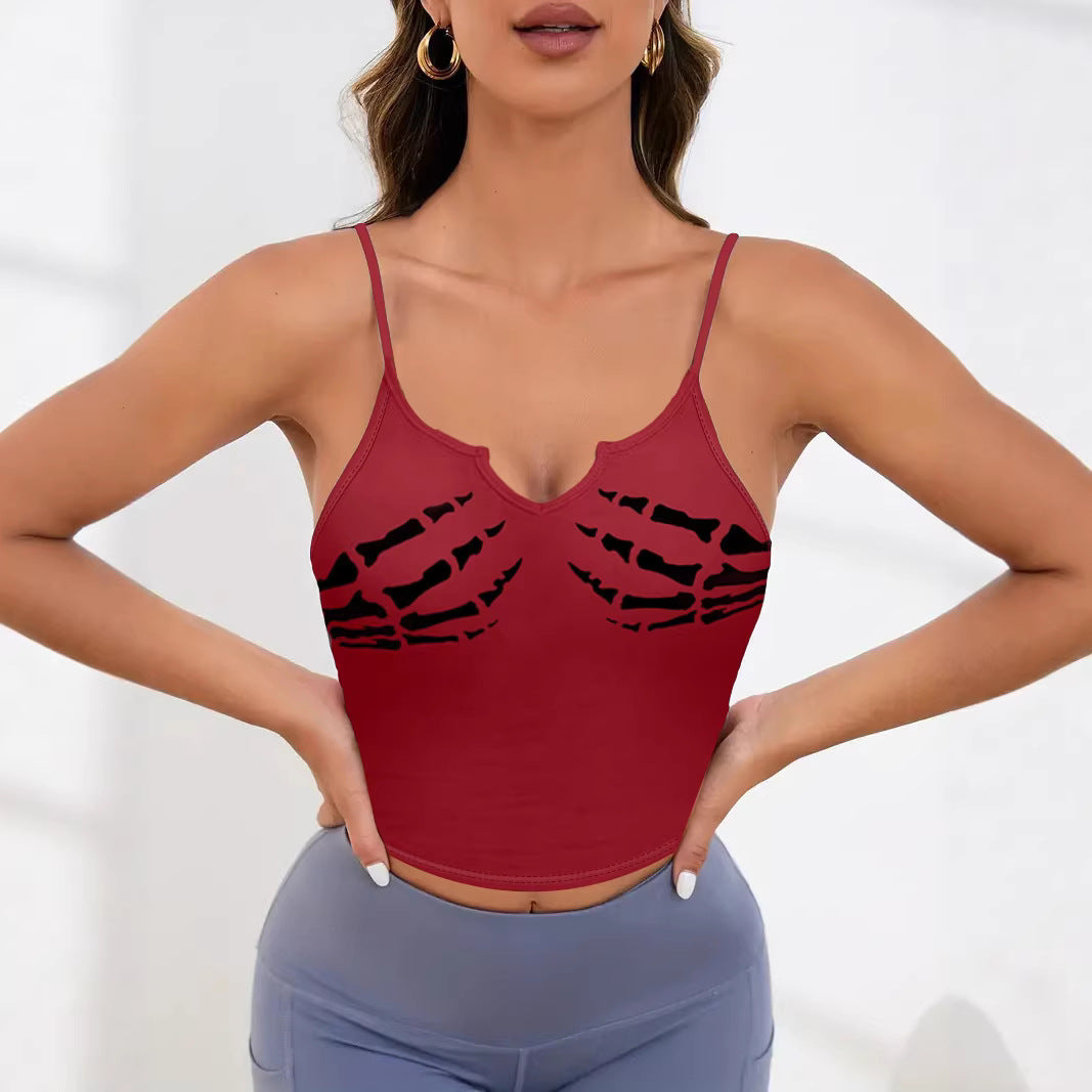 Damer Sportigt Crop-Top med kreativt skelettdesign Mirla-Eva Jonsson