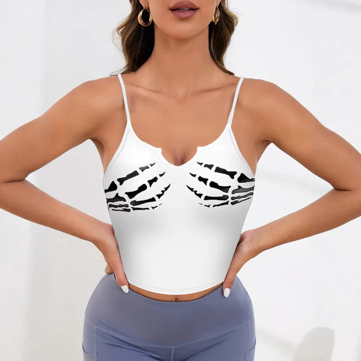 Damer Sportigt Crop-Top med kreativt skelettdesign Mirla-Eva Jonsson