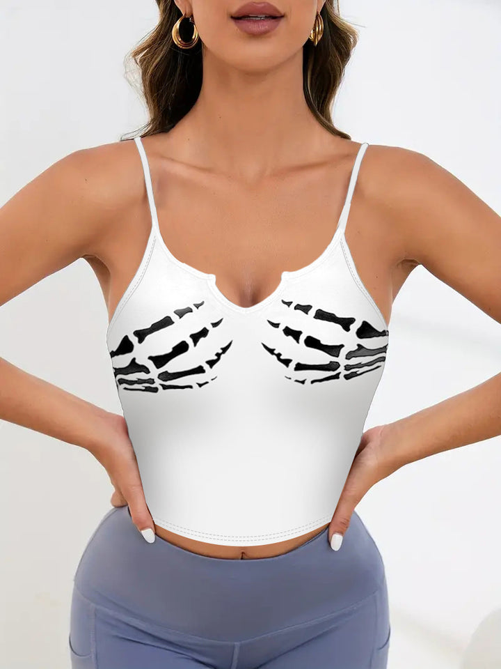 Damer Sportigt Crop-Top med kreativt skelettdesign Mirla-Eva Jonsson