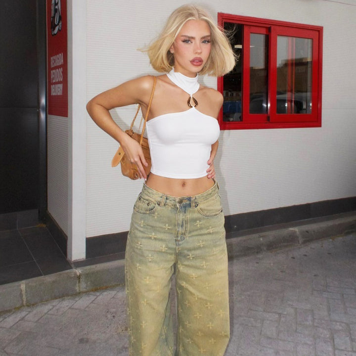 Damer Sportigt Crop-Top med smakfull Choker och dekorativ detalj Mirla-Eva Jonsson