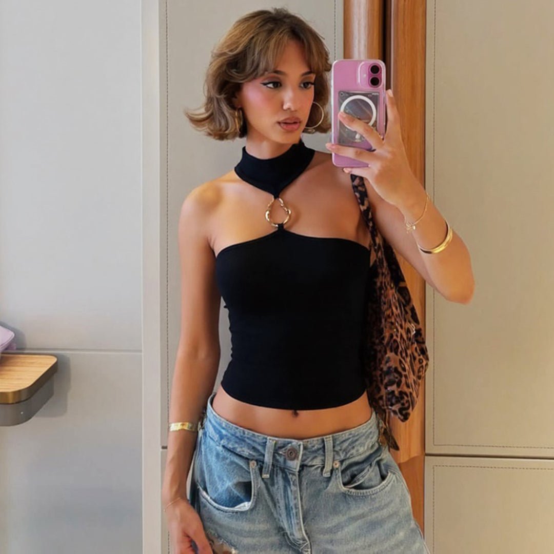 Damer Sportigt Crop-Top med smakfull Choker och dekorativ detalj Mirla-Eva Jonsson