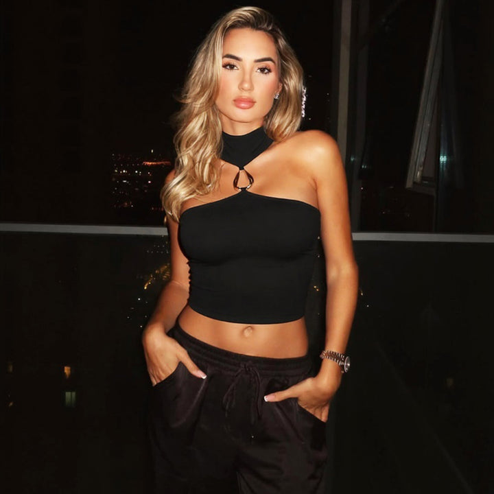 Damer Sportigt Crop-Top med smakfull Choker och dekorativ detalj Mirla-Eva Jonsson