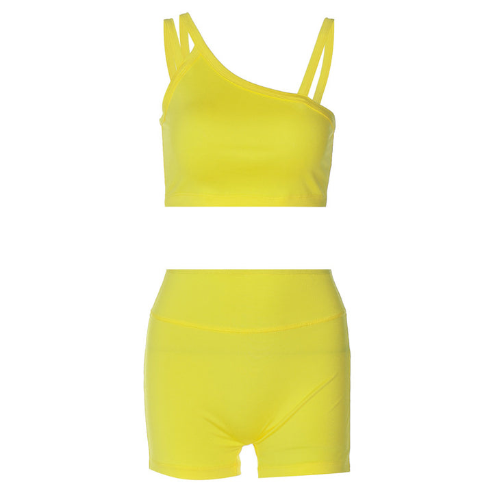 Damer Sportigt Crop-Top och Högmidjade Shorts Set Mirla-Eva Jonsson