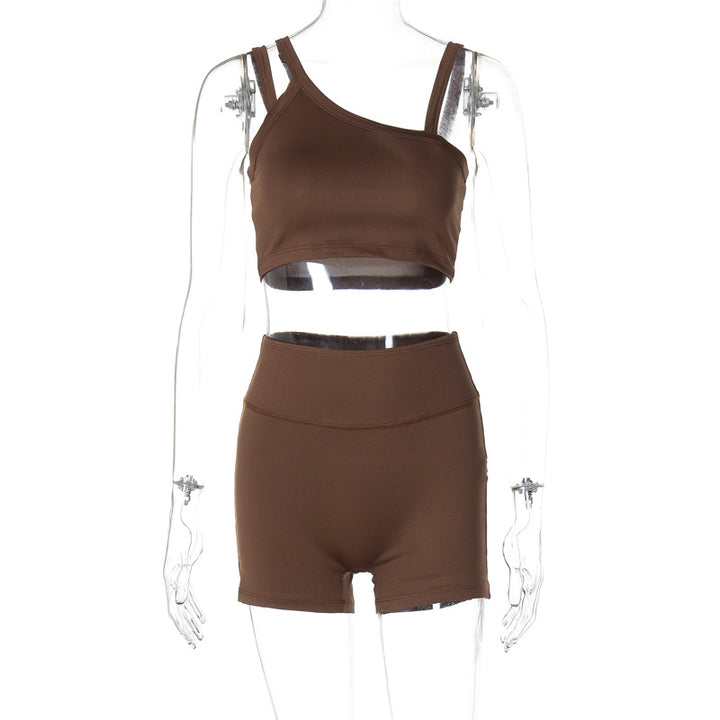 Damer Sportigt Crop-Top och Högmidjade Shorts Set Mirla-Eva Jonsson