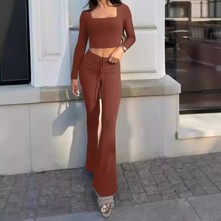 Damer Sportigt Crop-Top och Joggingbyxor Set med hög midja Mirla-Eva Jonsson