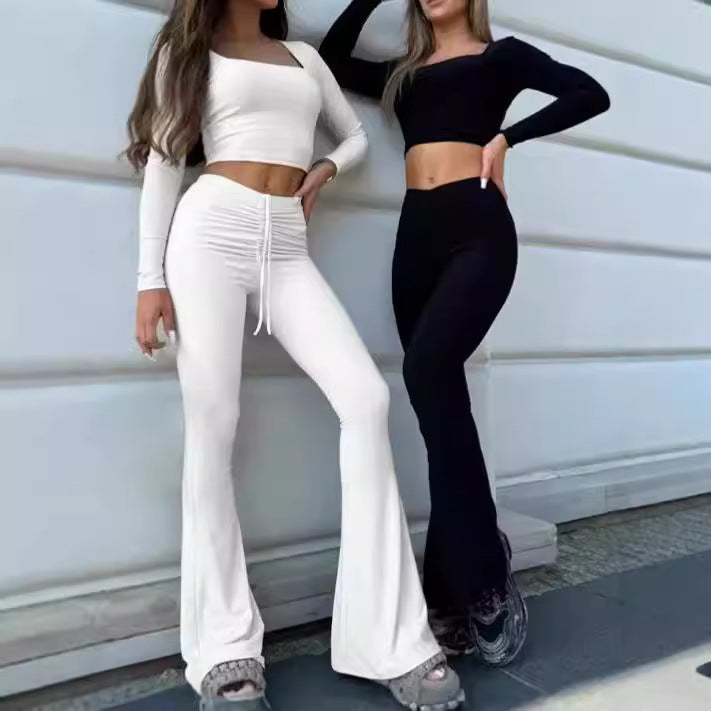 Damer Sportigt Crop-Top och Joggingbyxor Set med hög midja Mirla-Eva Jonsson