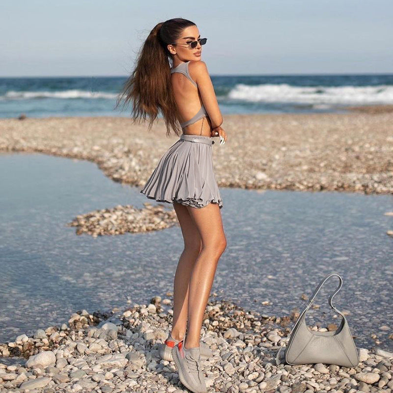Damer Sportigt Crop-Top och Mini-Kjol Set Mirla-Eva Jonsson