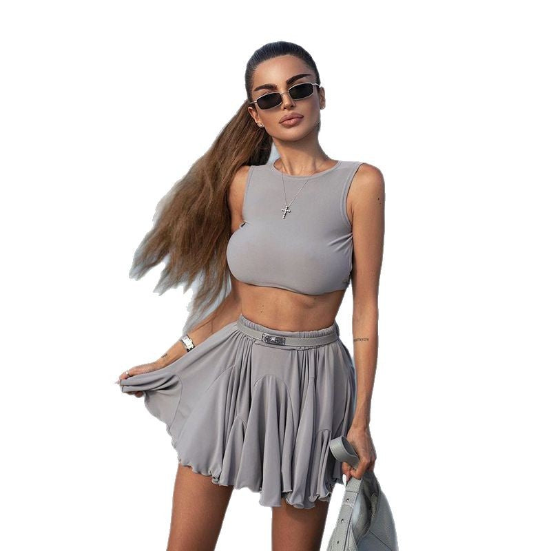 Damer Sportigt Crop-Top och Mini-Kjol Set Mirla-Eva Jonsson