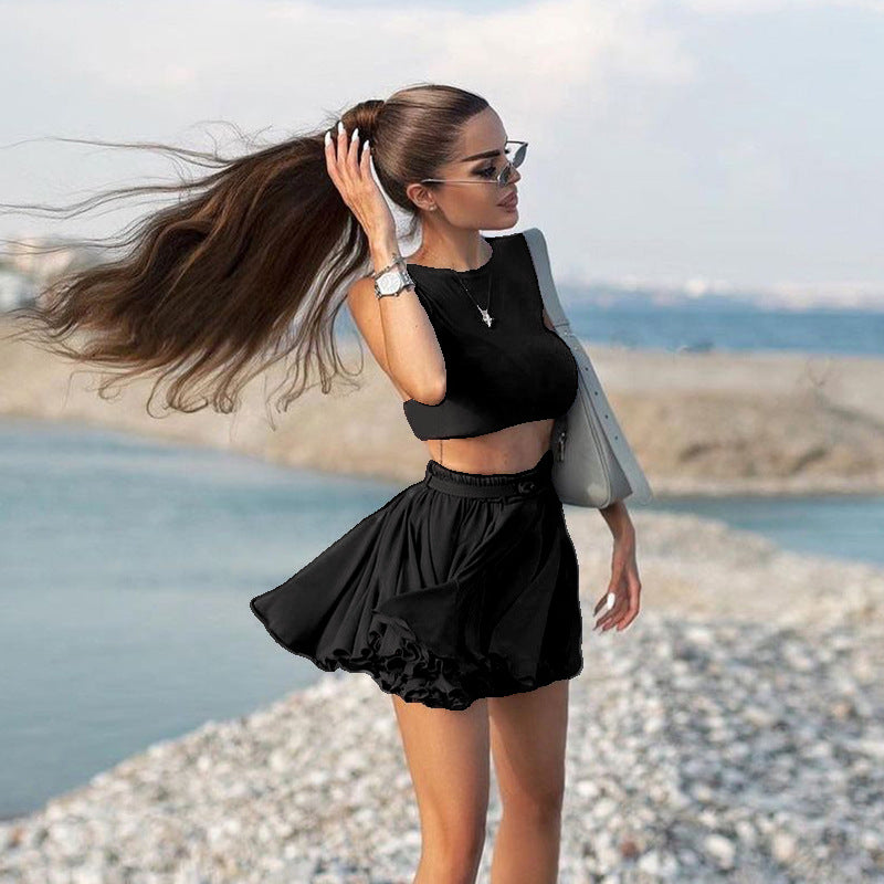 Damer Sportigt Crop-Top och Skaterkjol Set Mirla-Eva Jonsson