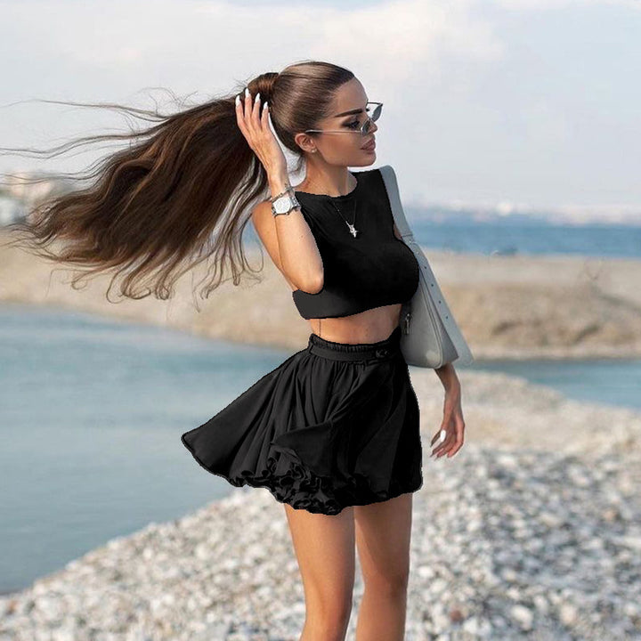 Damer Sportigt Crop-Top och Skaterkjol Set Mirla-Eva Jonsson