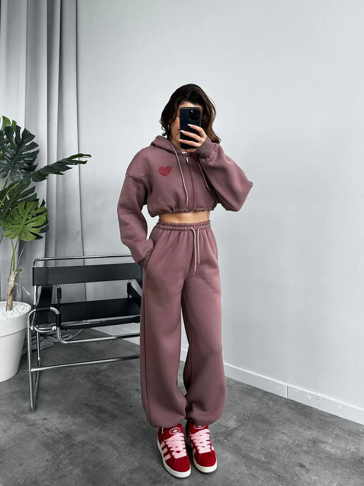 Damer Sportigt Crop-Top och vida byxor Set Eva Jonsson-Eva Jonsson