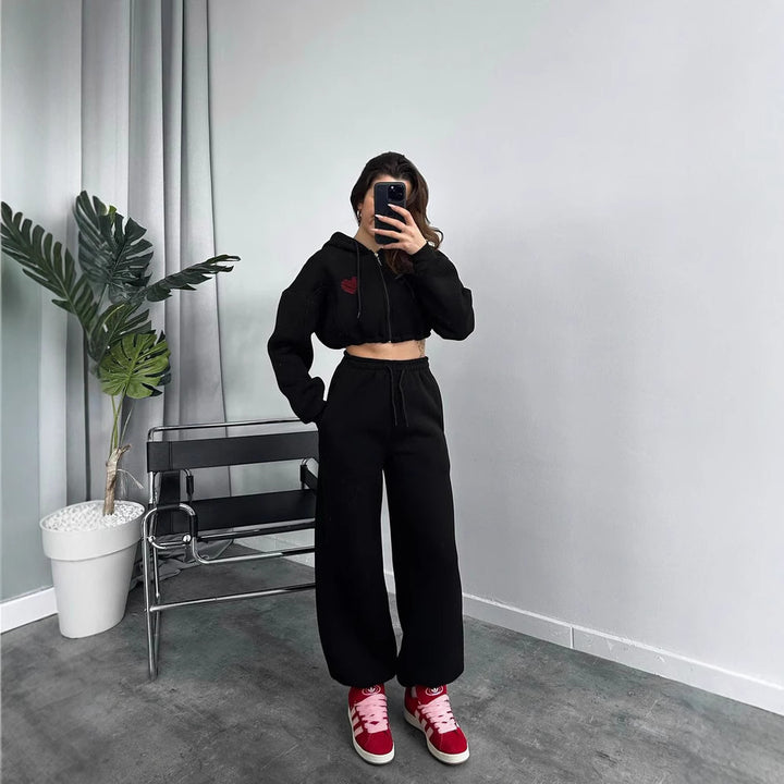 Damer Sportigt Crop-Top och vida byxor Set Eva Jonsson-Eva Jonsson