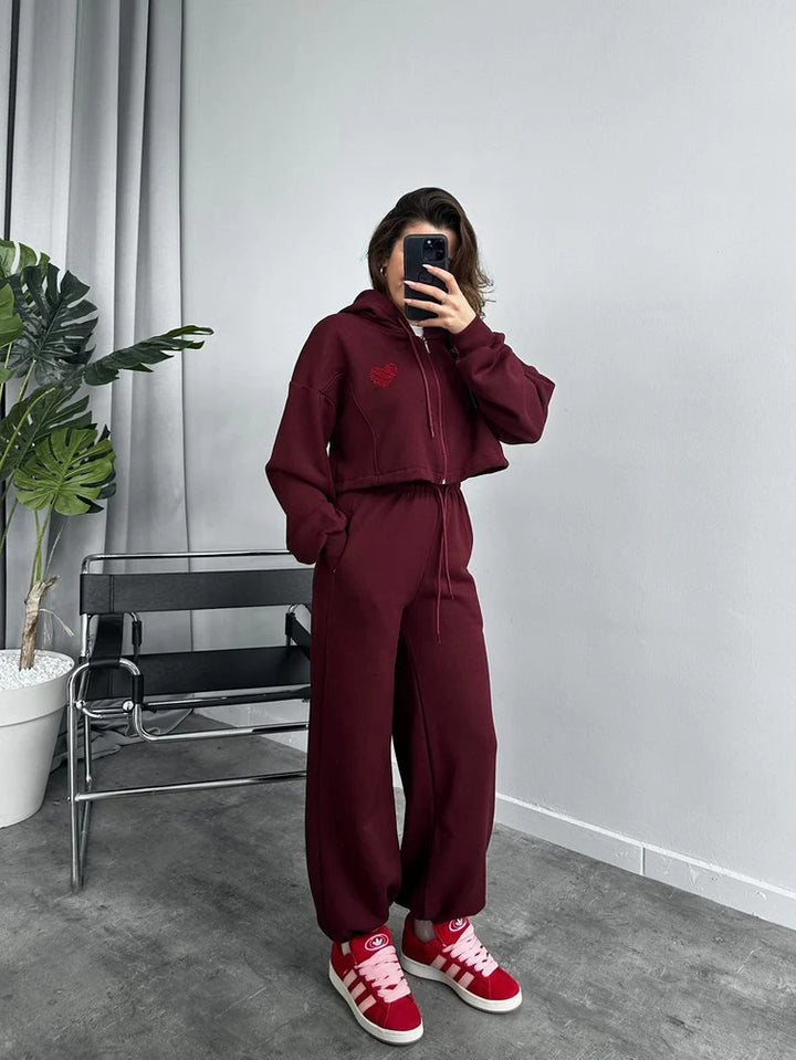 Damer Sportigt Crop-Top och vida byxor Set Eva Jonsson-Eva Jonsson
