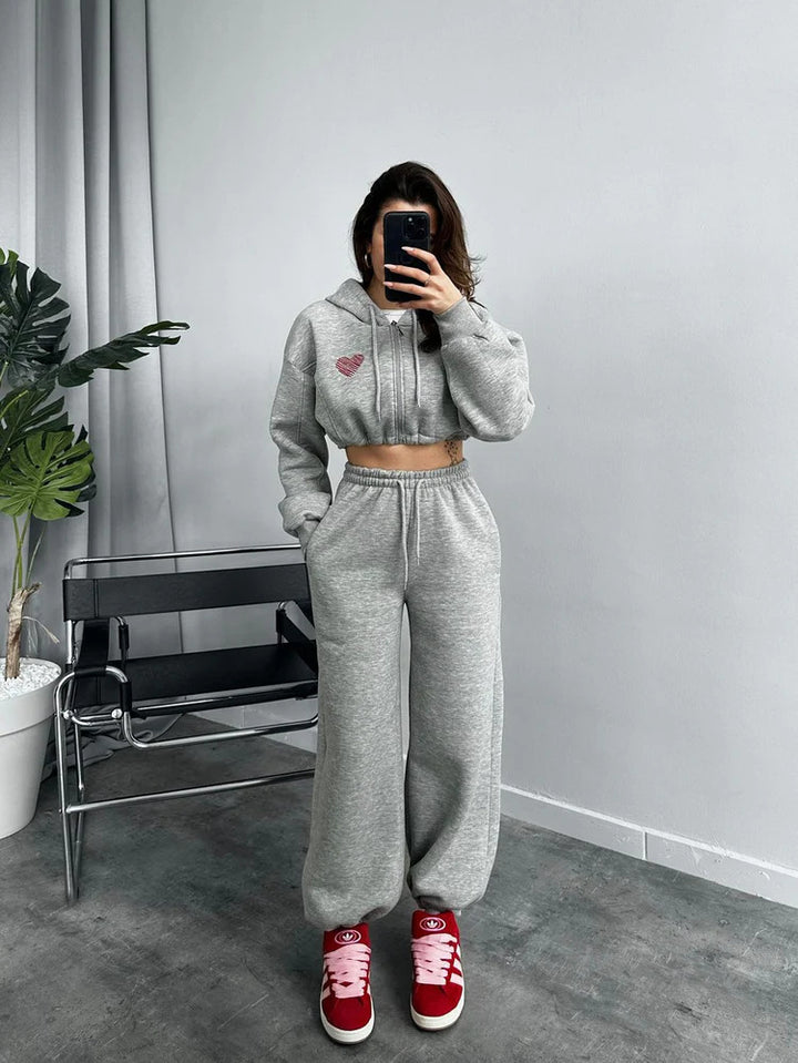 Damer Sportigt Crop-Top och vida byxor Set Eva Jonsson-Eva Jonsson