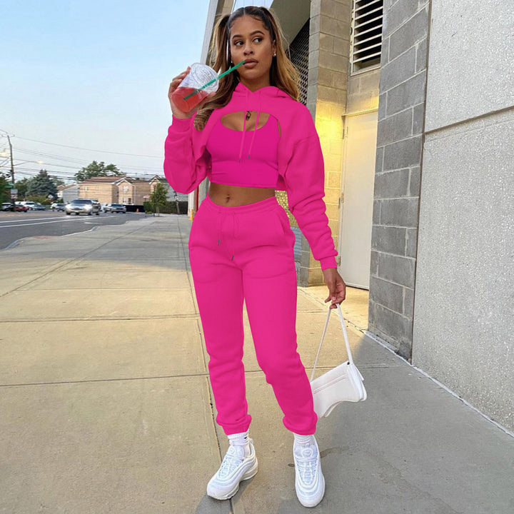 Damer Sportigt Croppat Hoodie och Leggings-set Mirla-Eva Jonsson