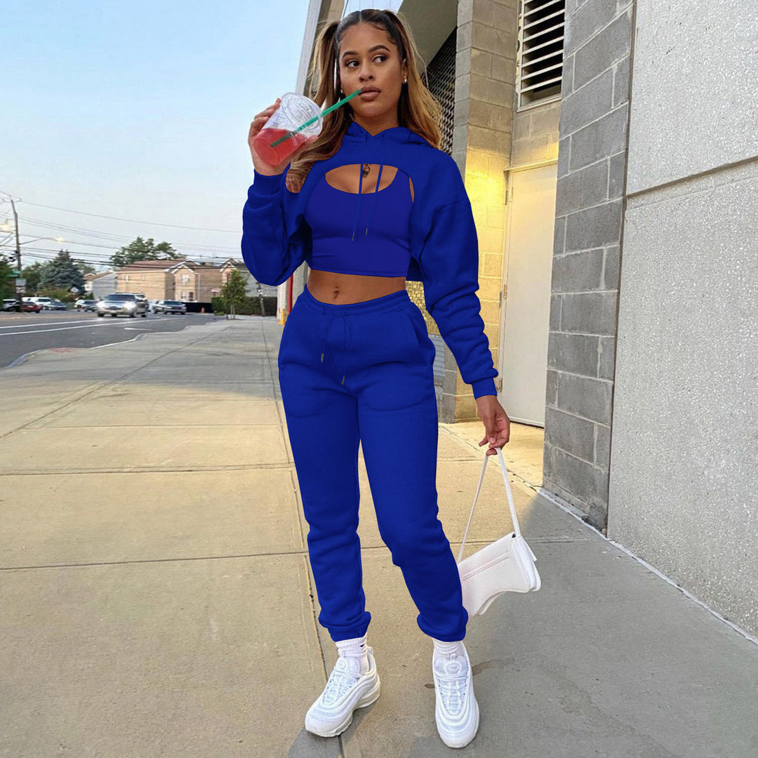 Damer Sportigt Croppat Hoodie och Leggings-set Mirla-Eva Jonsson
