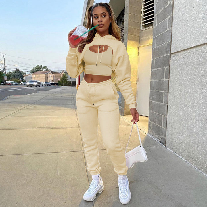 Damer Sportigt Croppat Hoodie och Leggings-set Mirla-Eva Jonsson