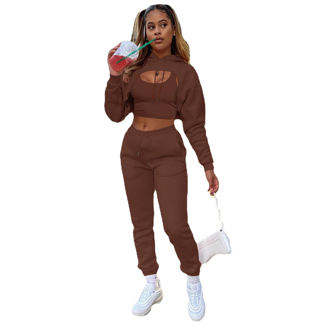 Damer Sportigt Croppat Hoodie och Leggings-set Mirla-Eva Jonsson