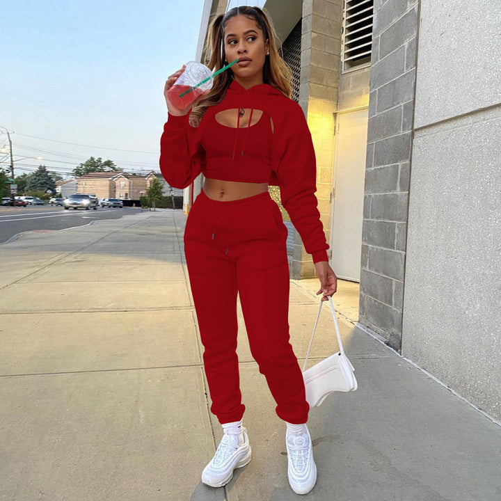 Damer Sportigt Croppat Hoodie och Leggings-set Mirla-Eva Jonsson