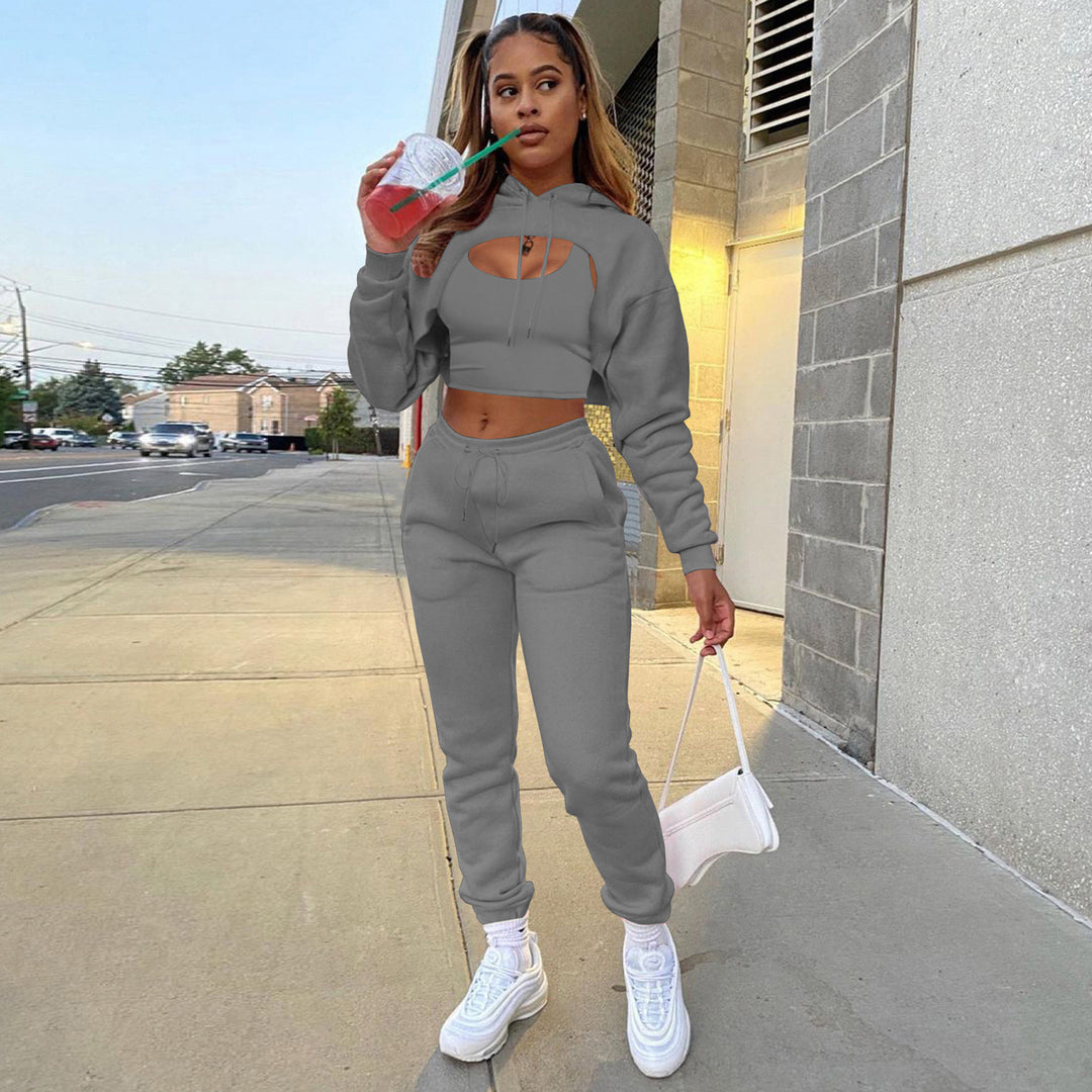 Damer Sportigt Croppat Hoodie och Leggings-set Mirla-Eva Jonsson