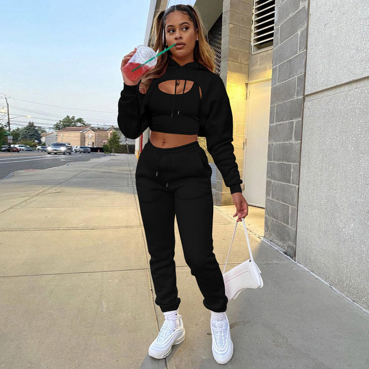 Damer Sportigt Croppat Hoodie och Leggings-set Mirla-Eva Jonsson