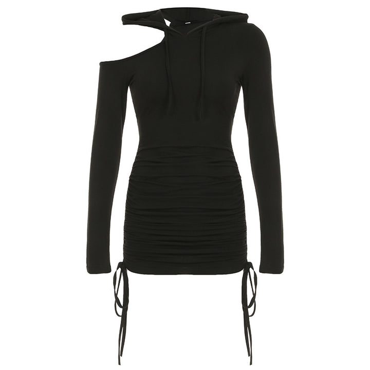 Damer Sportigt Hoodie-klänning med asymmetrisk skärning och volangdetaljer Mirla-Eva Jonsson