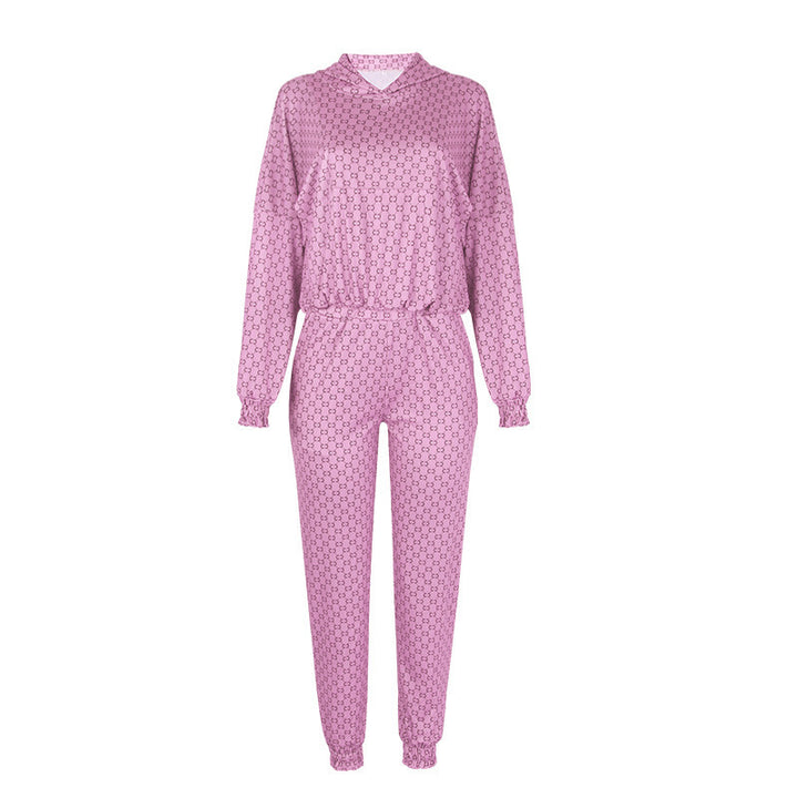Damer Sportigt Hoodie-set med Allover-mönster Mirla-Eva Jonsson
