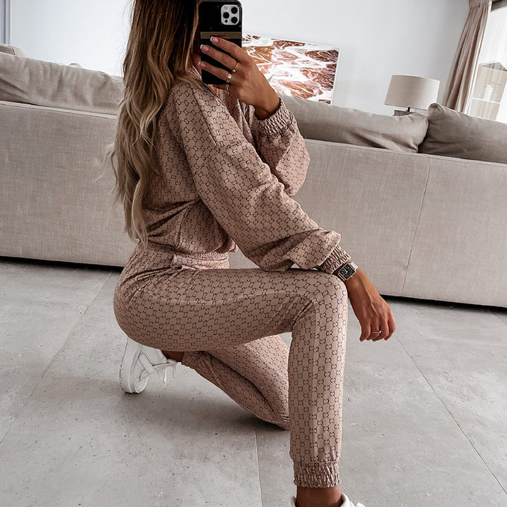 Damer Sportigt Hoodie-set med Allover-mönster Mirla-Eva Jonsson