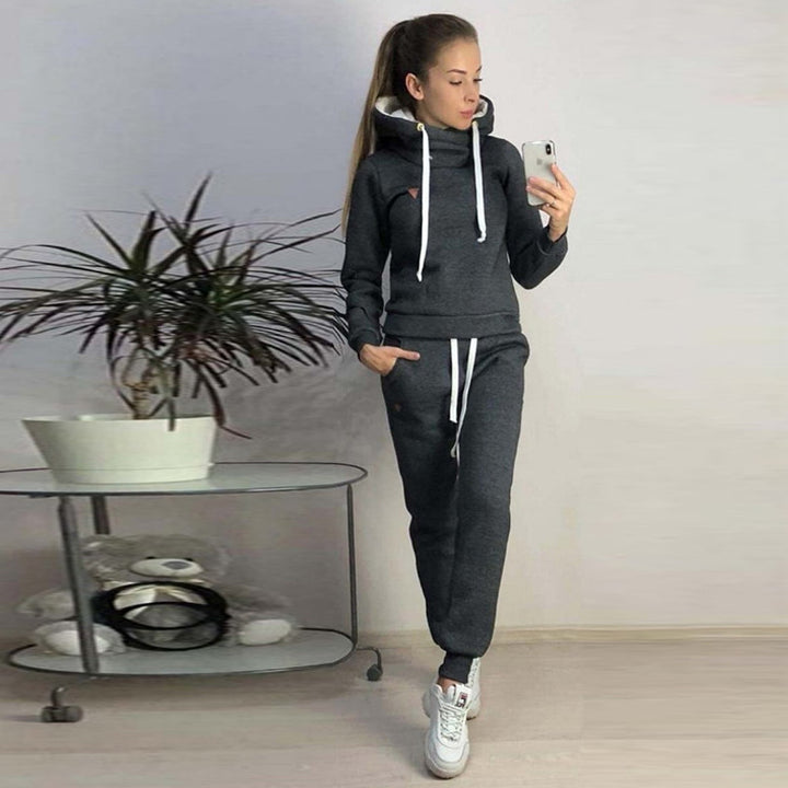Damer Sportigt Hoodie-set med bekväm passform och elastiska byxor Mirla-Eva Jonsson