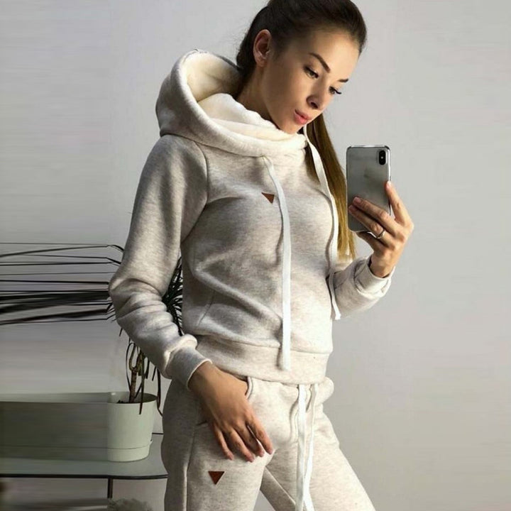 Damer Sportigt Hoodie-set med bekväm passform och elastiska byxor Mirla-Eva Jonsson